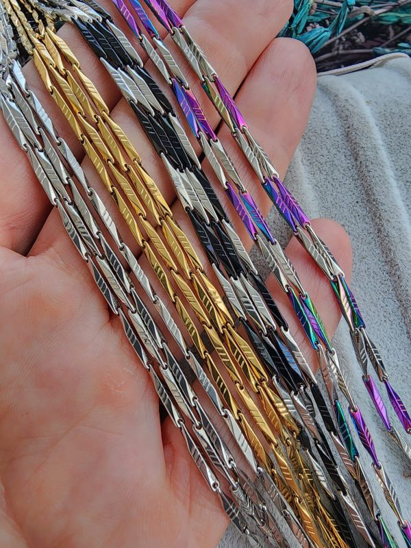 1.5x11 MM Çizgili Çubuk Çelik Takı Zinciri