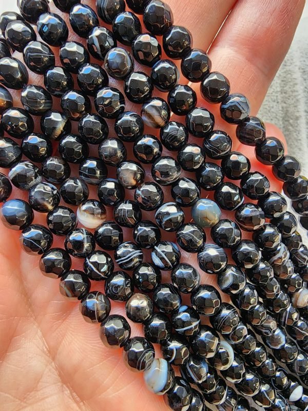 6 MM Fasetli Siyah Akik Taşı