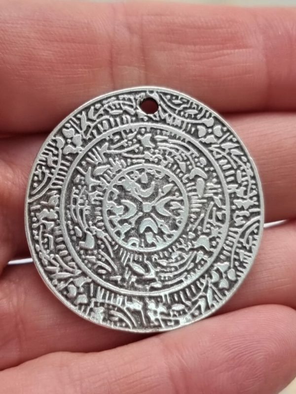 Desenli Madalyon Zamak Döküm Kolye Ucu