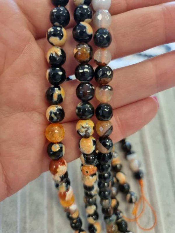 8 MM Faset Kahve Sarı Akik Doğal Taş