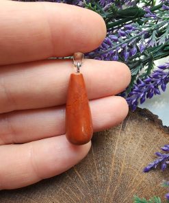 Oval Damla Jasper Taşı Kolye Ucu