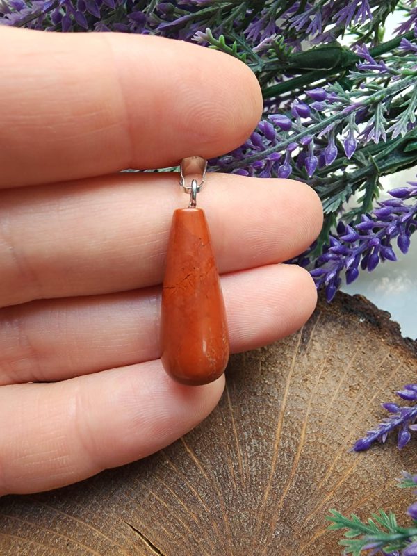 Oval Damla Jasper Taşı Kolye Ucu