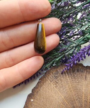 Oval Damla Kaplan GözüTaşı Kolye Ucu